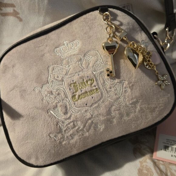 Juicy Couture JUICY FOR ALL Bag Dusty Blush/ Chocolate w/ add-on Keychain NWT - Picture 1 of 9